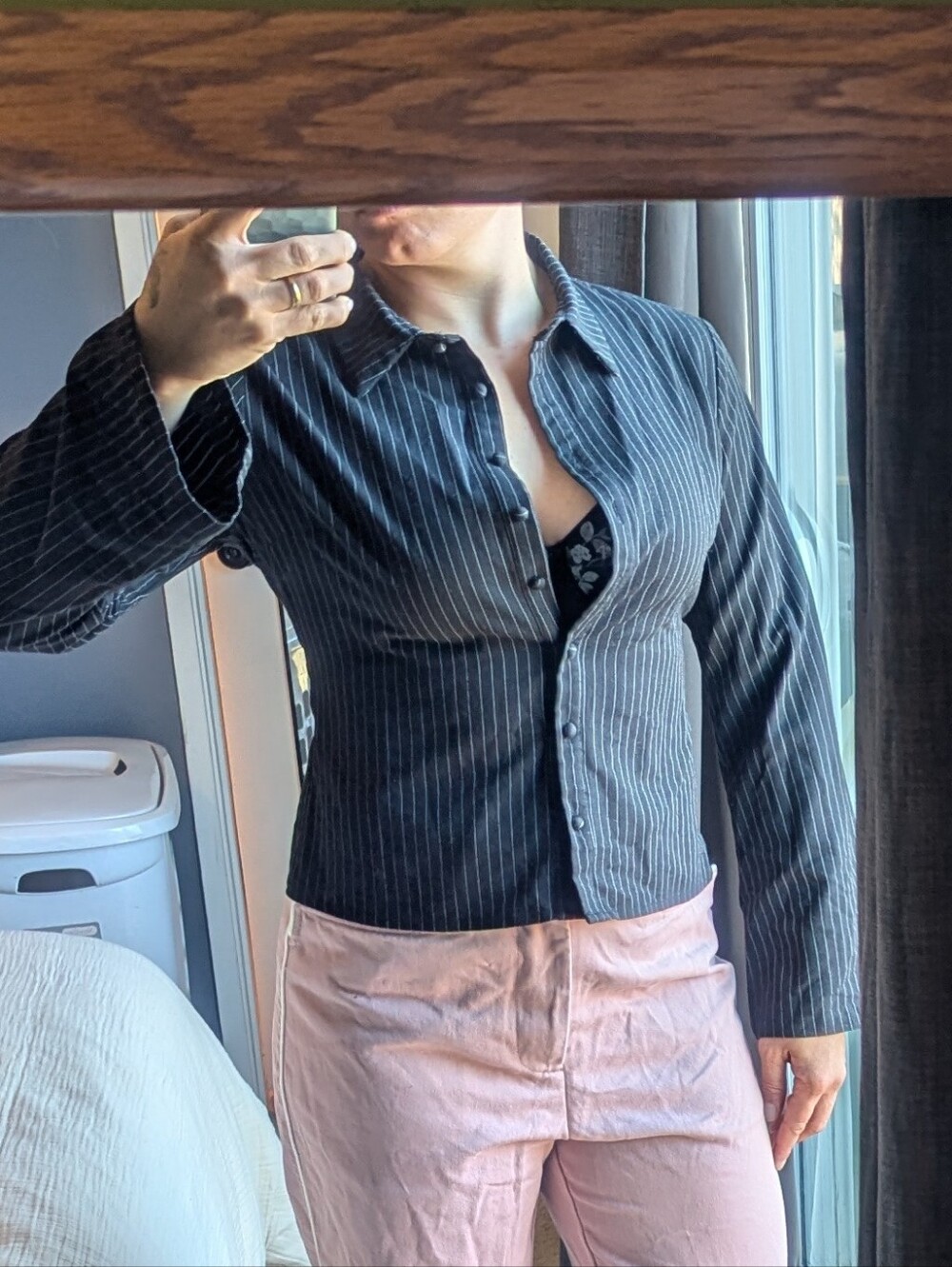 Princess Polly Black Pinstripe Button Down Shirt